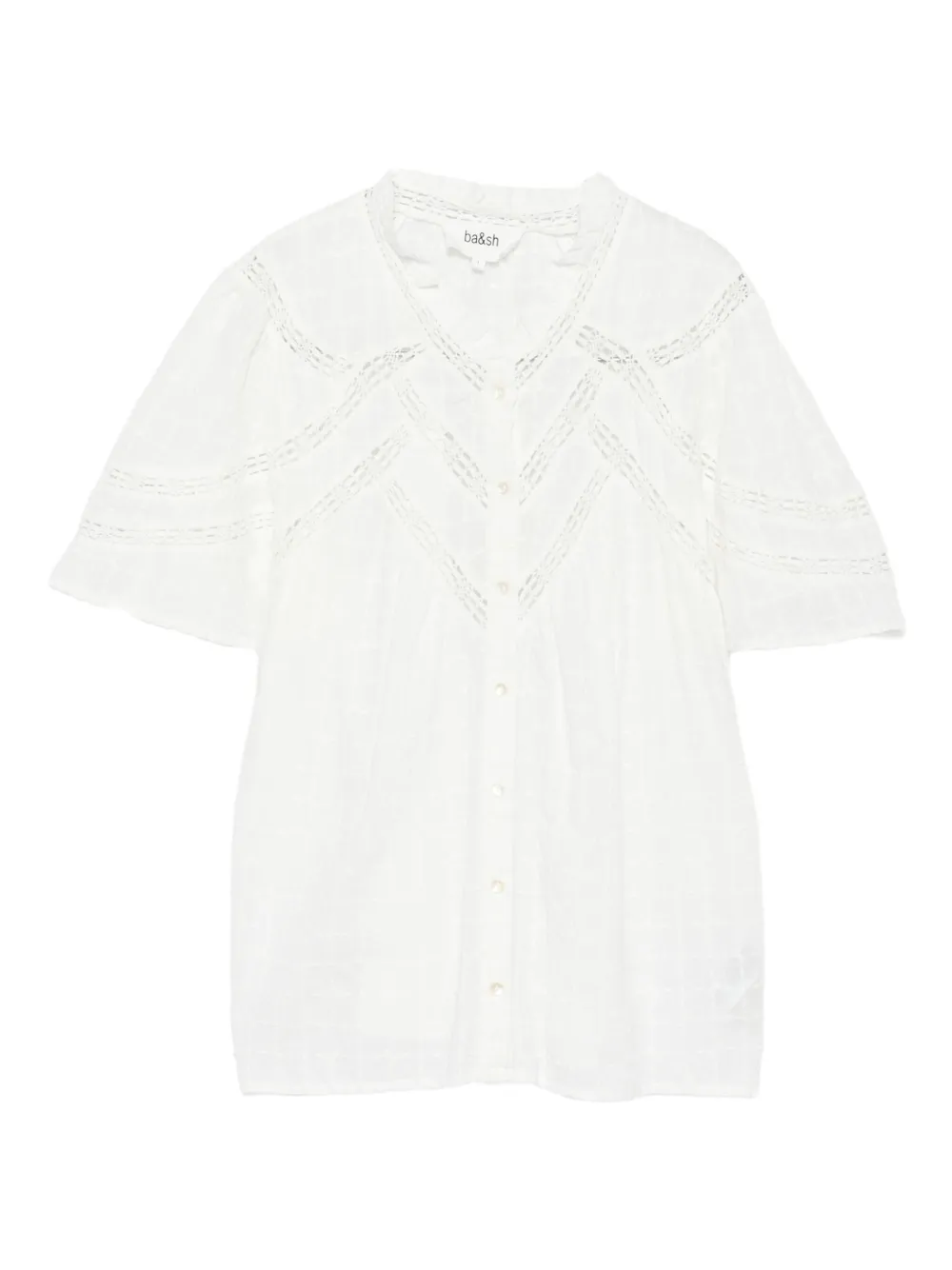 Ba&Sh Baria lace-trimmed puff-sleeve top Wit
