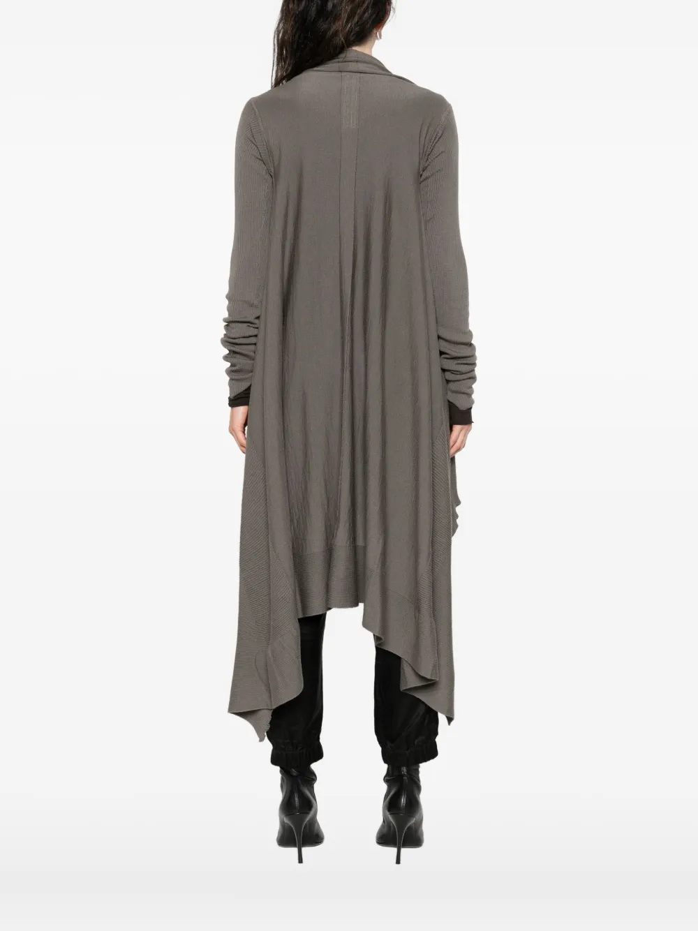 Rick Owens ribbed asymmetric wool coat Grijs