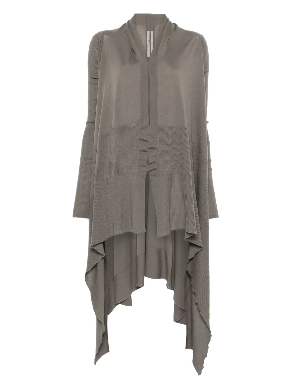 Rick Owens ribbed asymmetric wool coat Grijs