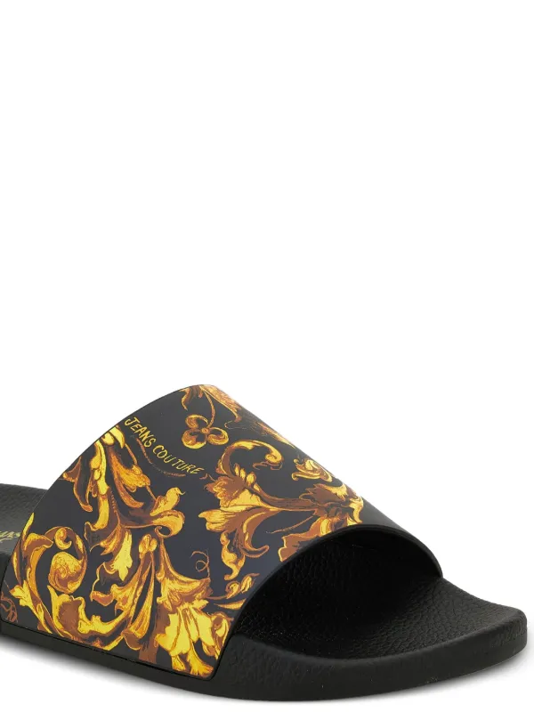 Versace Jeans Couture baroque-print Slides | Black | FARFETCH display picture 2