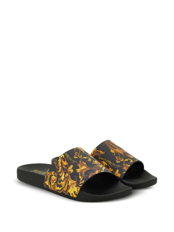 Versace Jeans Couture baroque-print Slides | Black | FARFETCH BH display picture 1