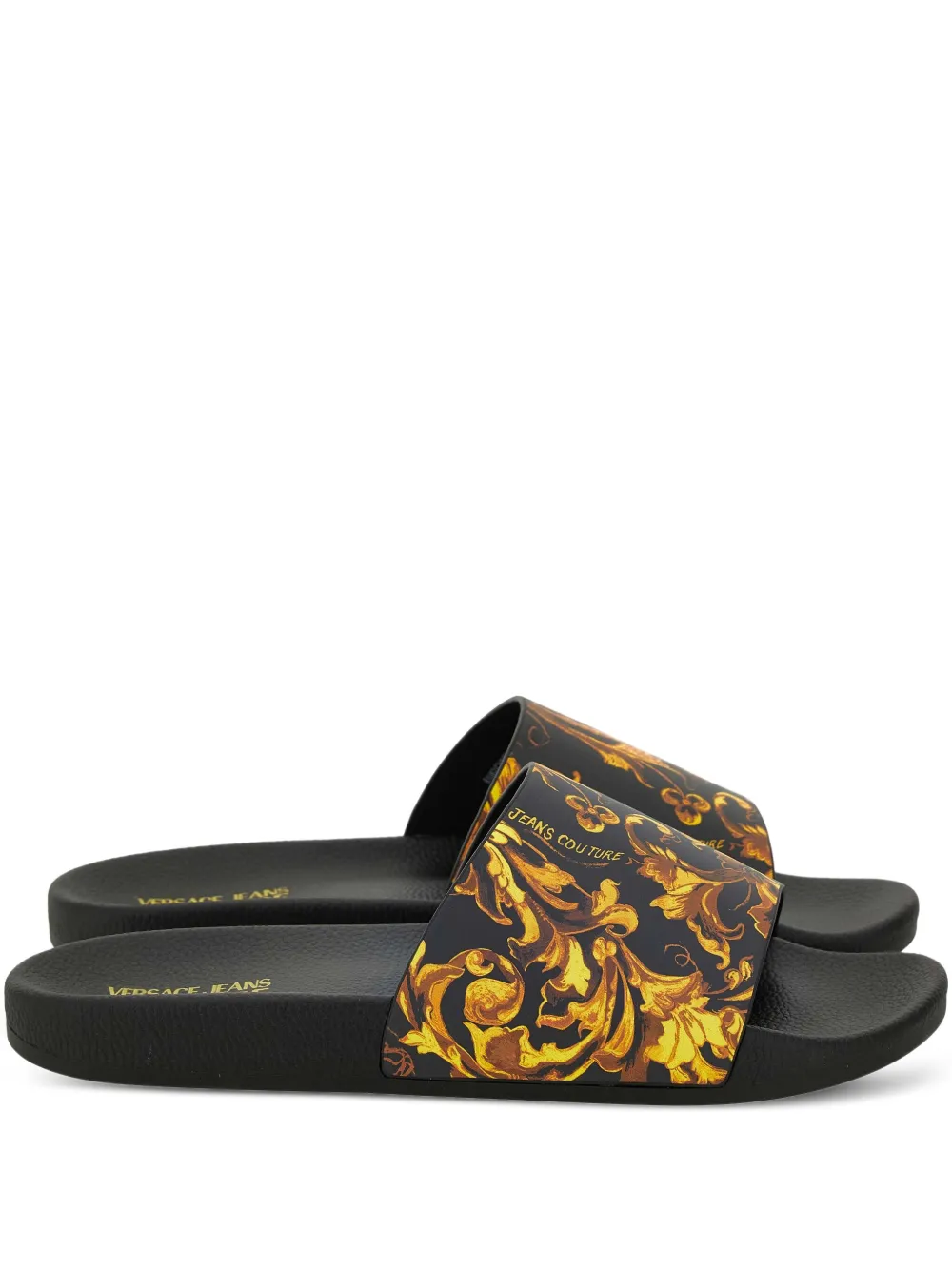 Versace Jeans Couture baroque-print slides Black