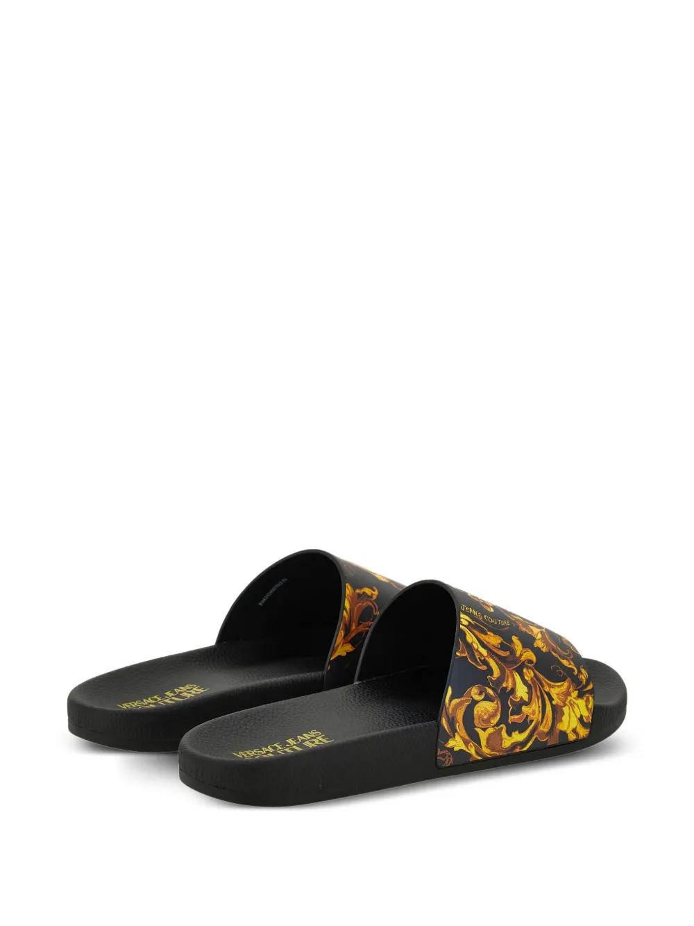Versace Jeans Couture baroque-print slides Black