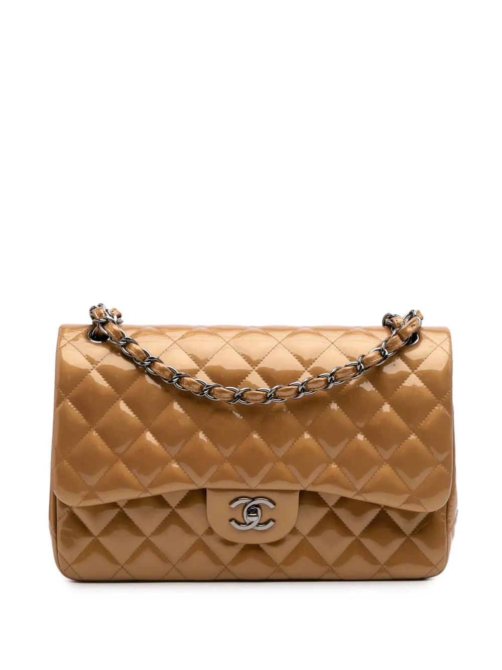CHANEL Pre-Owned 2012-2013 ジャンボ クラシック メタリックパテント ダブルフラップ ショルダーバッグ - CHANEL Pre-Owned 2012-2013 ジャンボ クラシック メタリックパテント ダブルフラップ ショルダーバッグ -