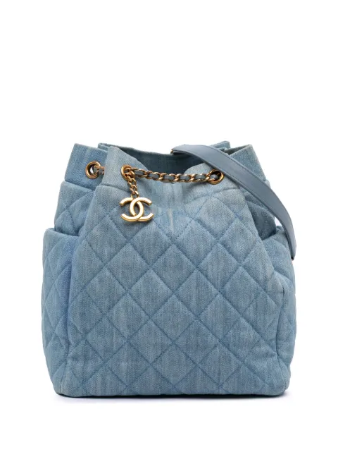 CHANEL Pre-Owned 2016-2017 Quilted Denim Urban Spirit bucket bag