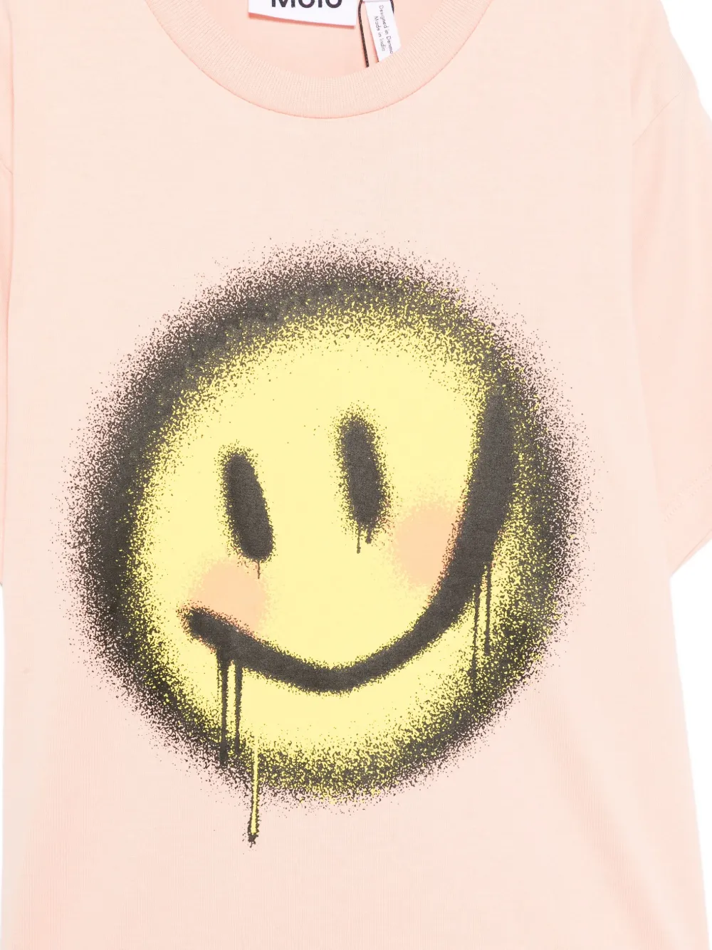 Molo T-shirt met smileyface en verfspray Roze
