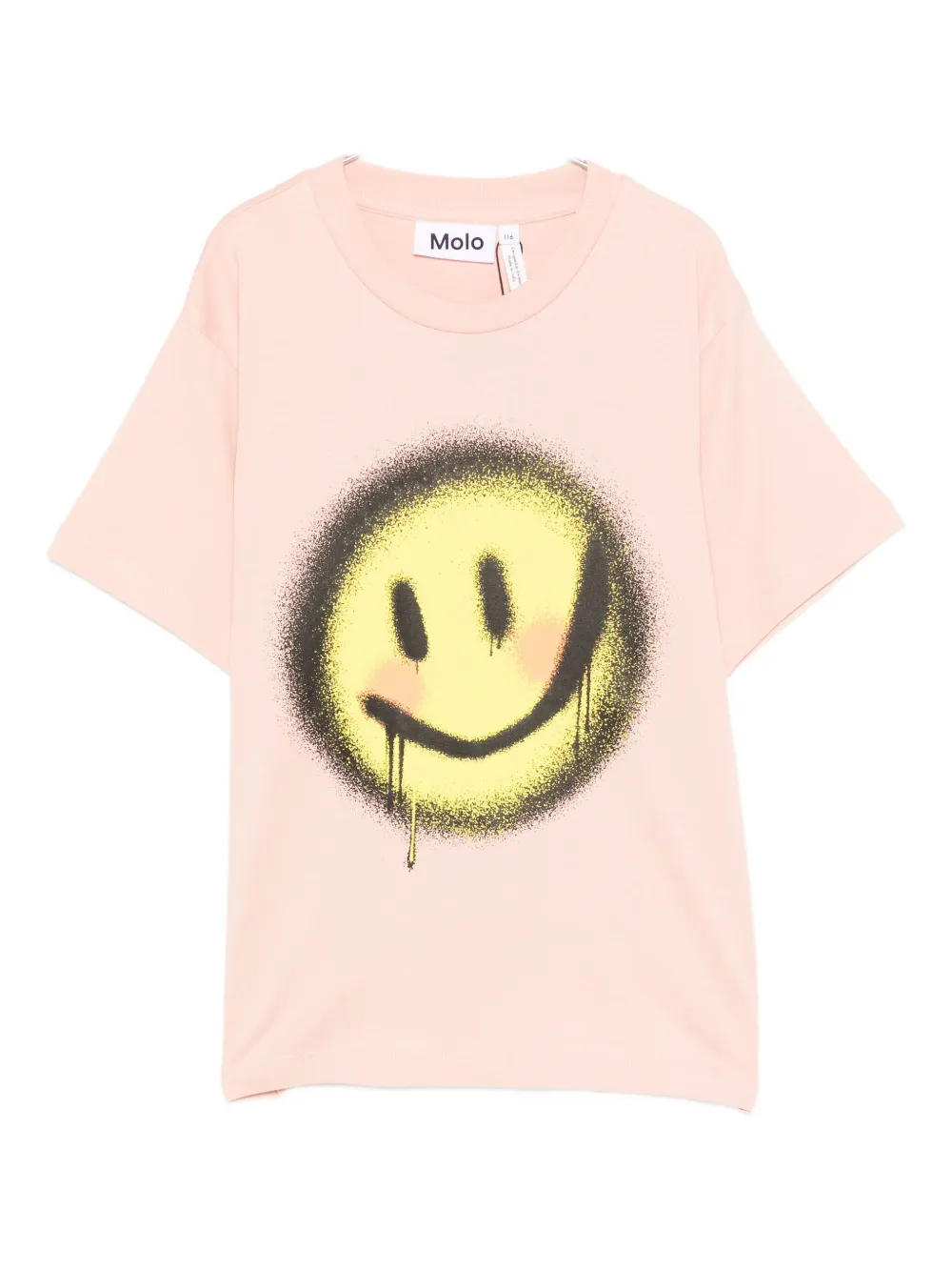 Molo T-shirt met smileyface en verfspray Roze
