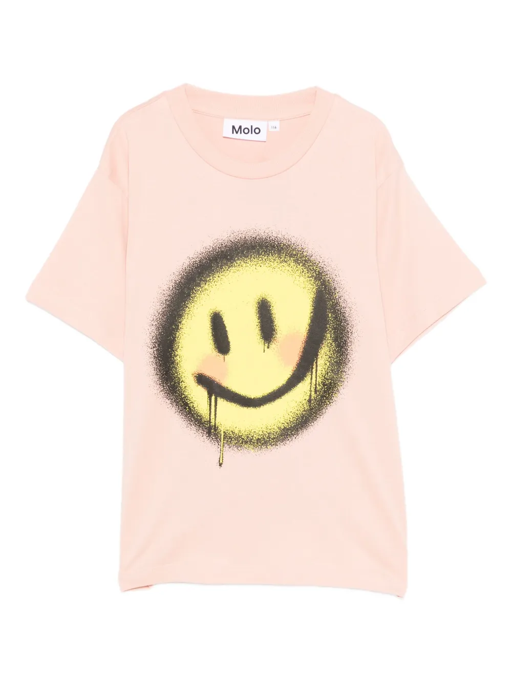 Molo T-shirt met smileyface en verfspray Roze