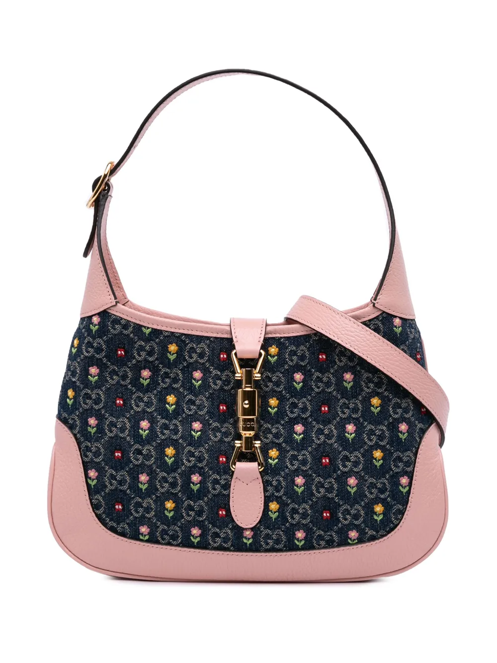 2016-2024 Small GG Embroidered Denim Floral Jackie 1961 crossbody bag