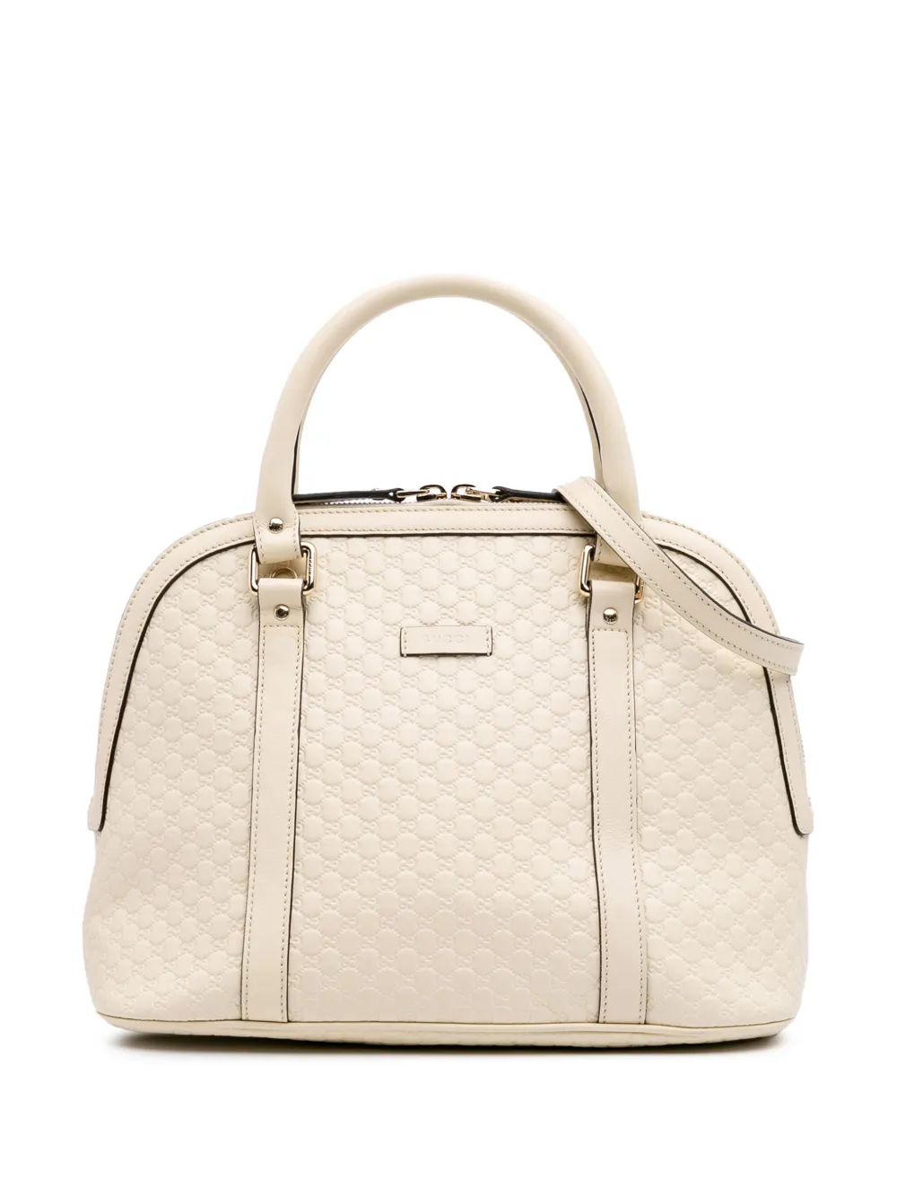 Gucci Pre-Owned 2016-2025 ミディアム マイクログッチシマ ドーム サッチェルバッグ - ホワイト Gucci Pre-Owned 2016-2025 ミディアム マイクログッチシマ ドーム サッチェルバッグ - ホワイト