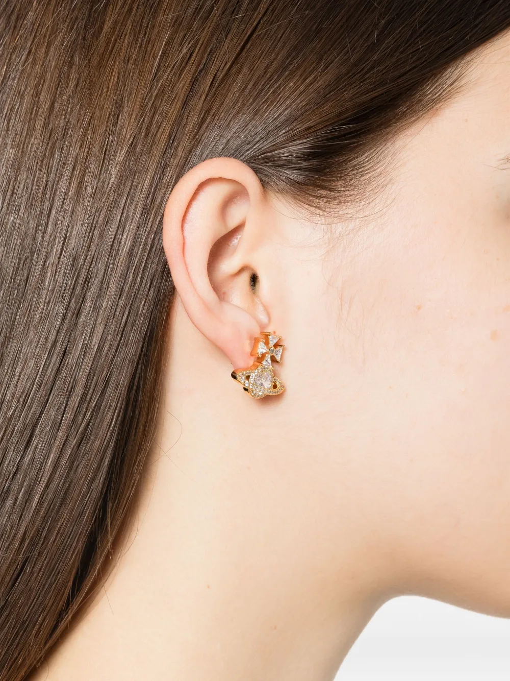 Vivienne Westwood orb cross cubic zirconia earrings - Goud