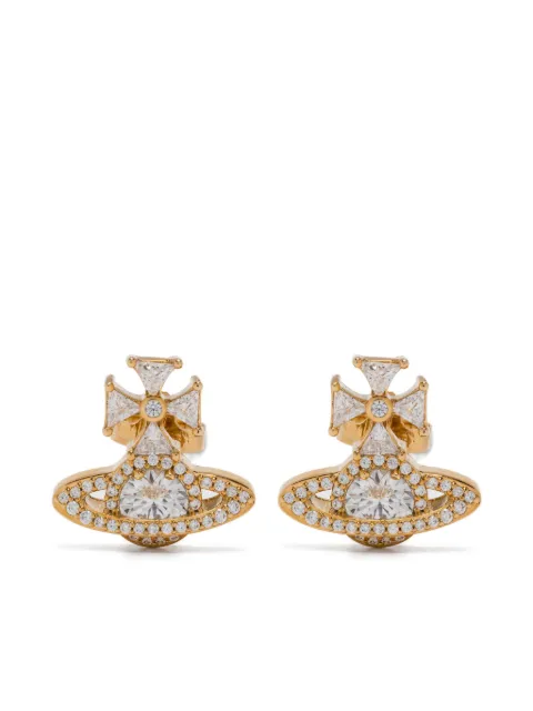 Vivienne Westwood orb cross cubic zirconia earrings