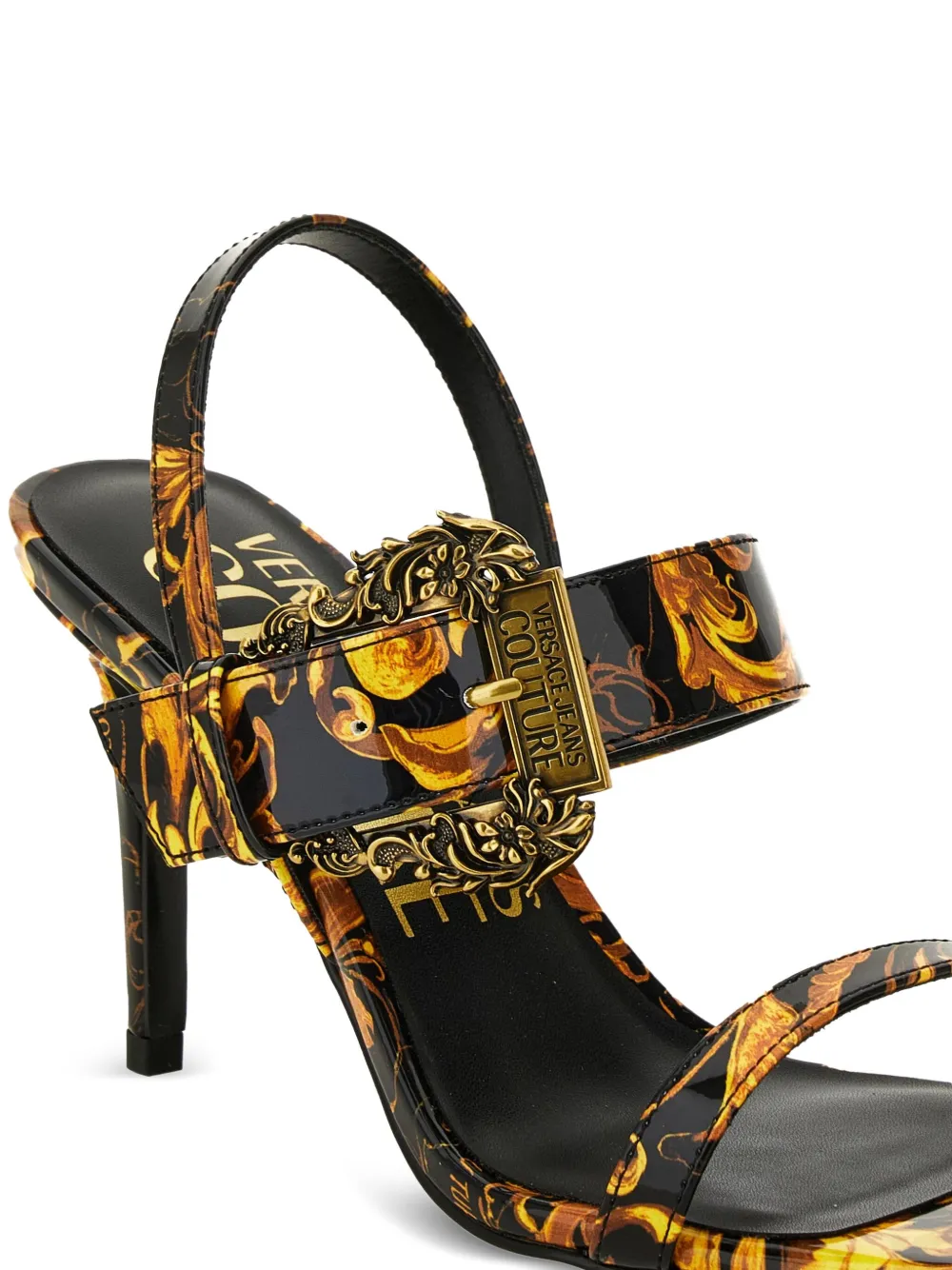 Versace Jeans Couture baroque-print buckle sandals Black