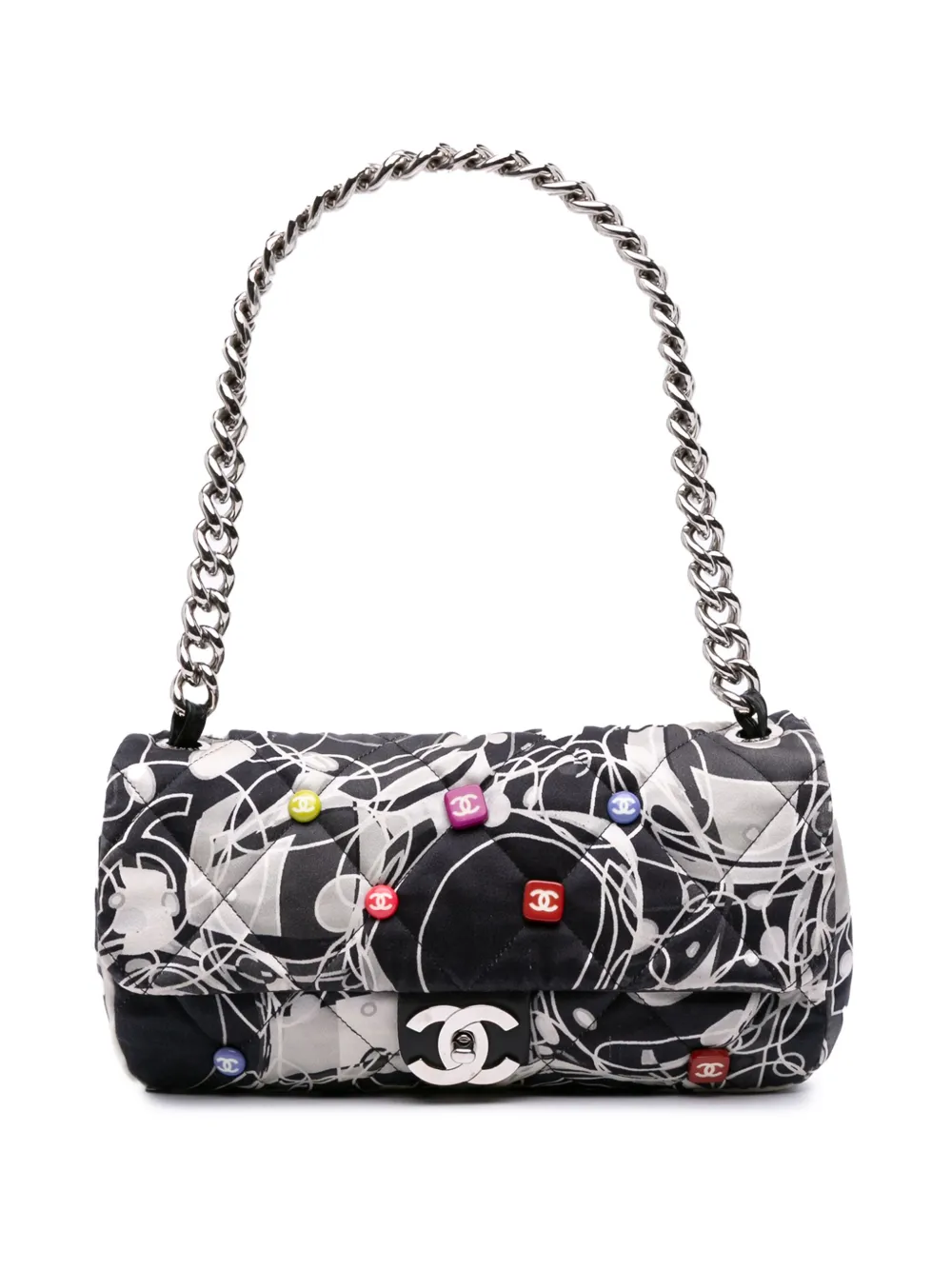 CHANEL Pre-Owned 2006-2008 ミディアム マトラッセ サテン カレイドスコープ フラップ ショルダーバッグ - CHANEL Pre-Owned 2006-2008 ミディアム マトラッセ サテン カレイドスコープ フラップ ショルダーバッグ -