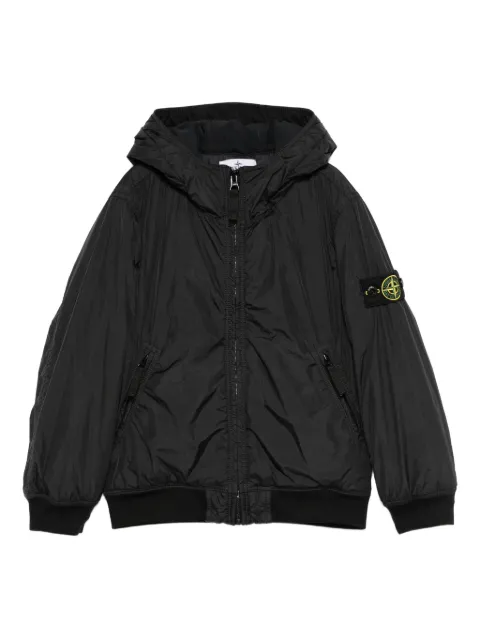 Stone Island Junior hooded logo-patch jacket