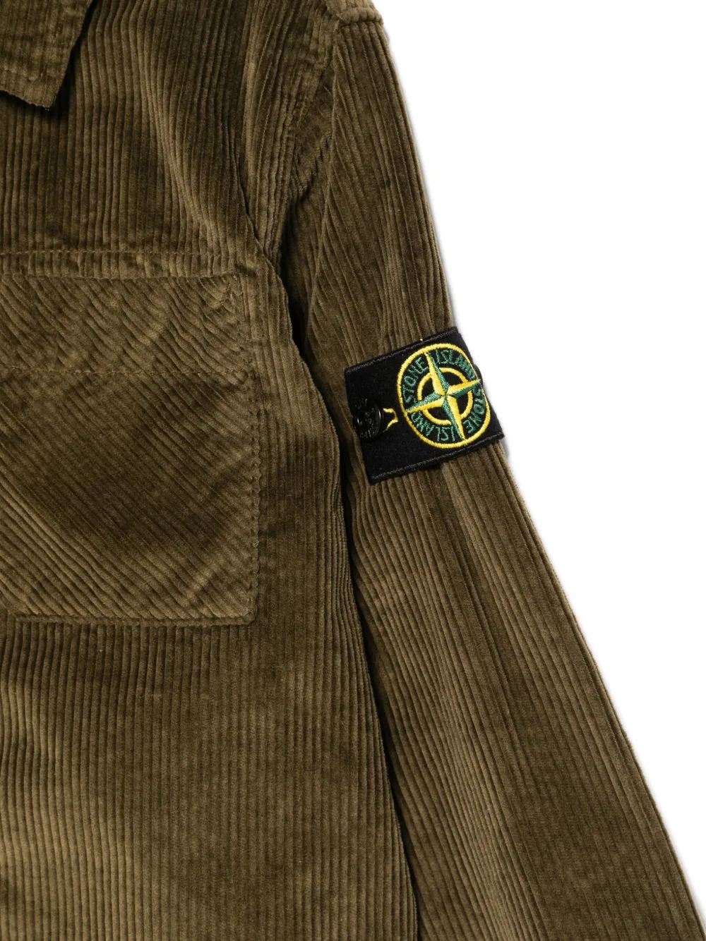 Stone Island Junior Ribfluwelen shirt met Compass-logopatch Groen