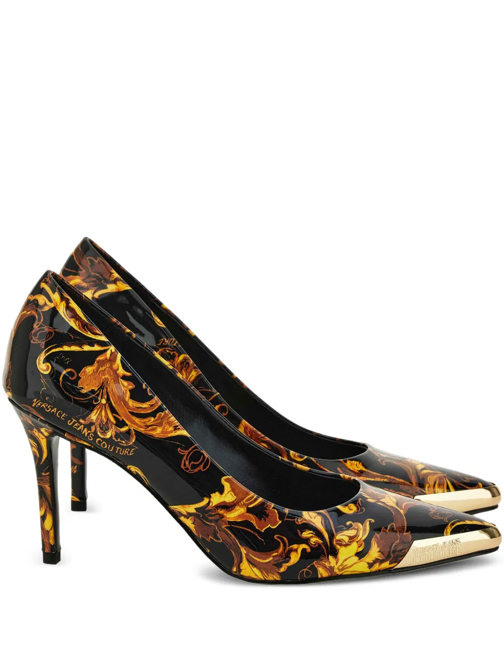Versace Jeans Couture baroque-print stiletto pumps Black
