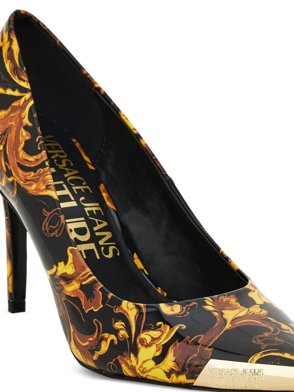 Versace Jeans Couture baroque-print stiletto pumps Black