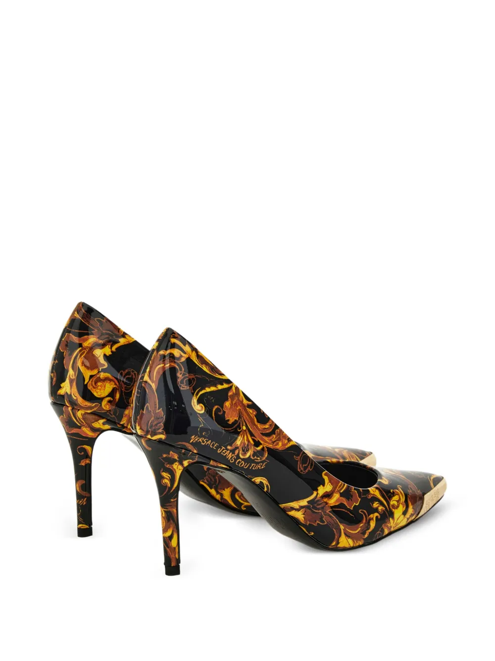 Versace Jeans Couture baroque-print stiletto pumps Black