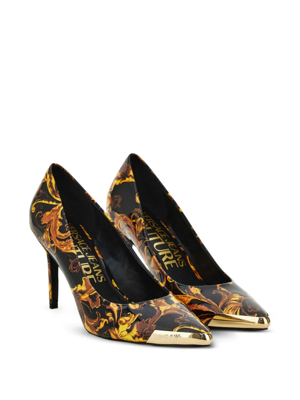 Versace Jeans Couture baroque-print stiletto pumps Black