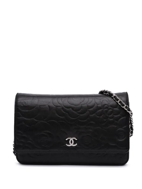 CHANEL Pre-Owned 2012 Lambskin Camellia Embossed Wallet On Chain crossbody bag