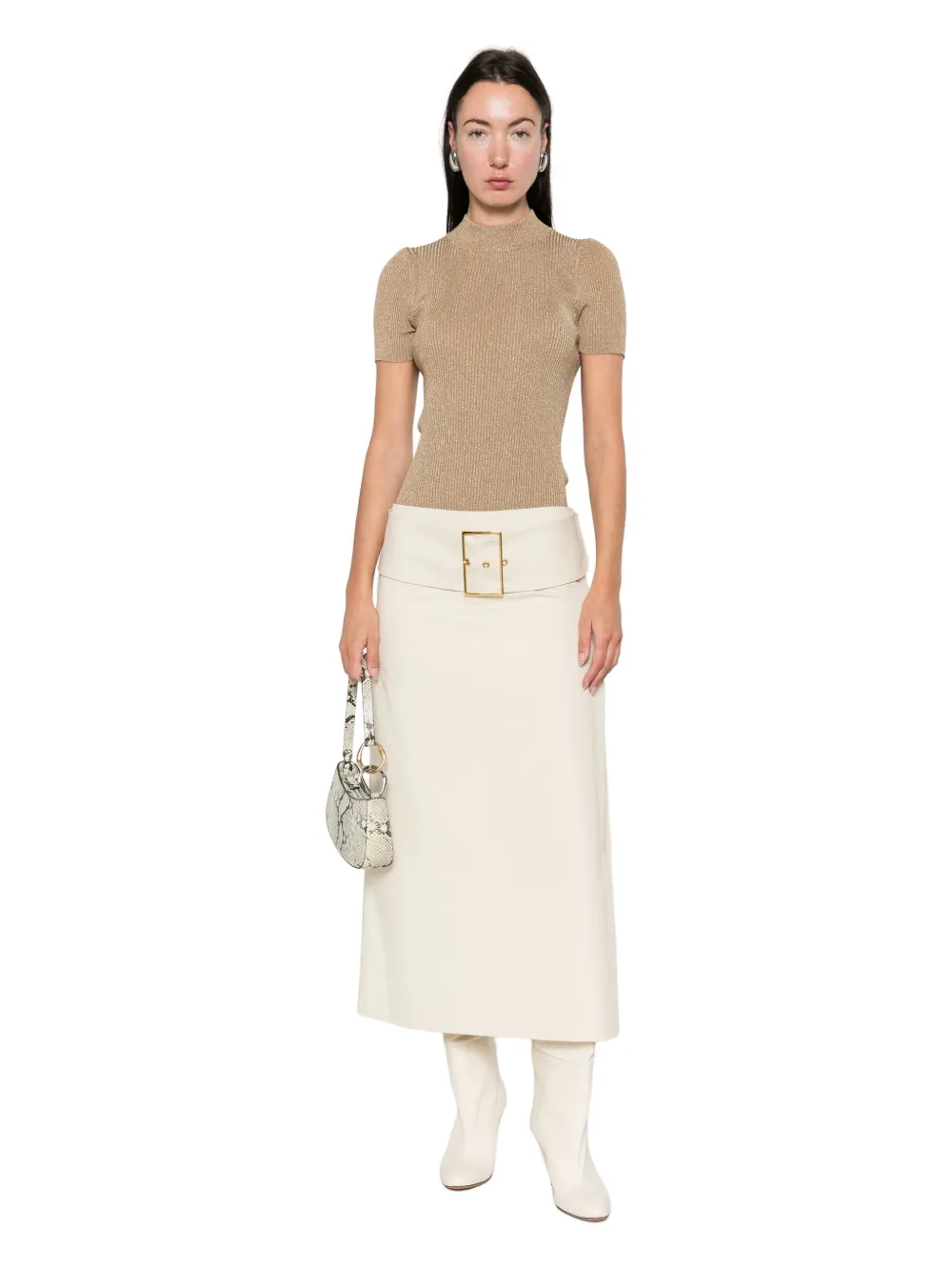 Max Mara Spezie Ribbed Short-sleeve Top In Brown