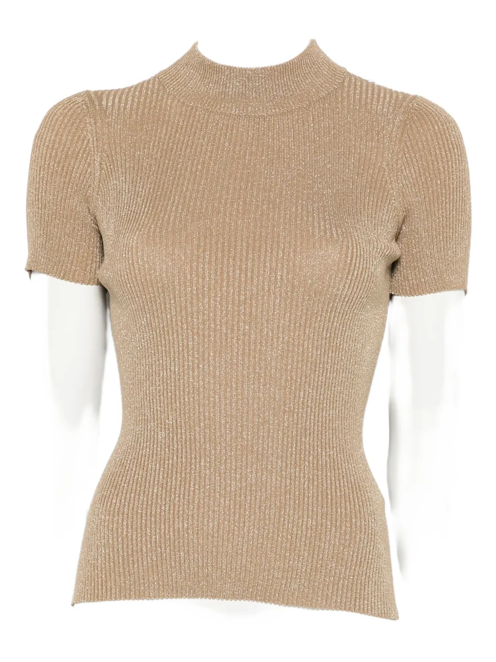 Max Mara Spezie Ribbed Short-sleeve Top In Brown