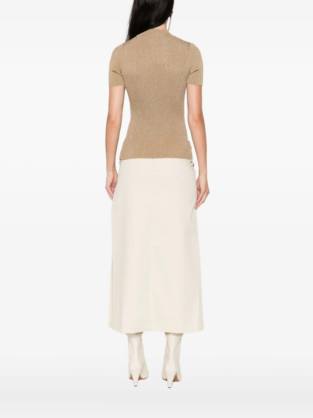 Max Mara Spezie Ribbed Short-sleeve Top In Brown