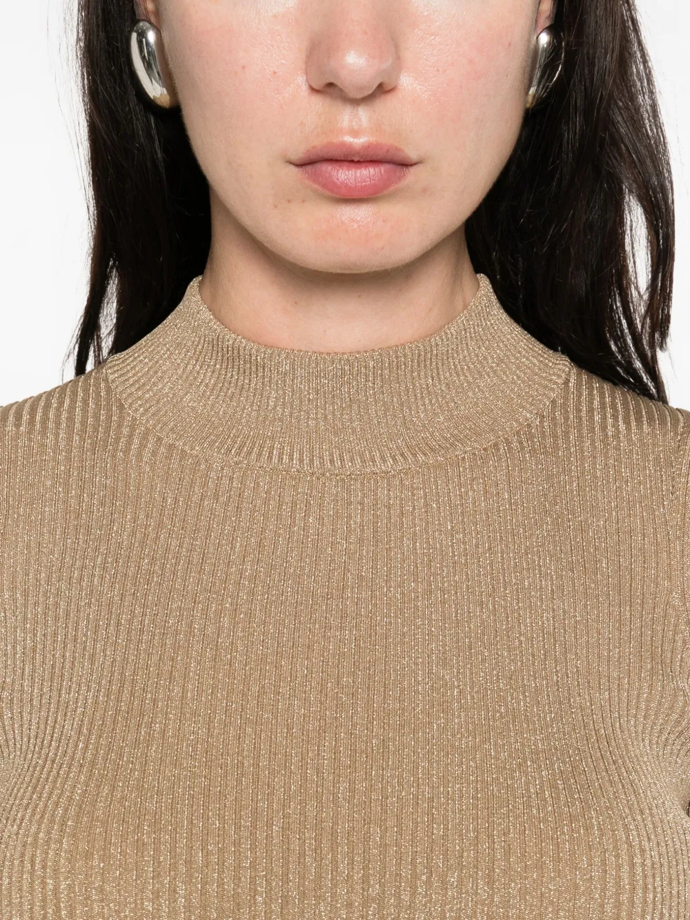 Max Mara Spezie Ribbed Short-sleeve Top In Brown