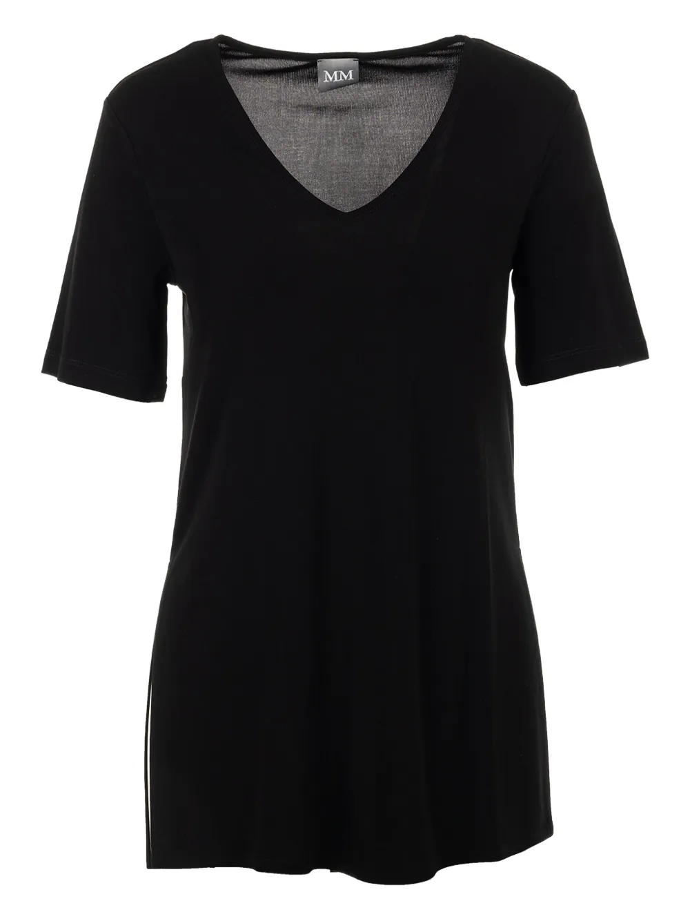 Max Mara Top met V-hals en korte mouwen Zwart