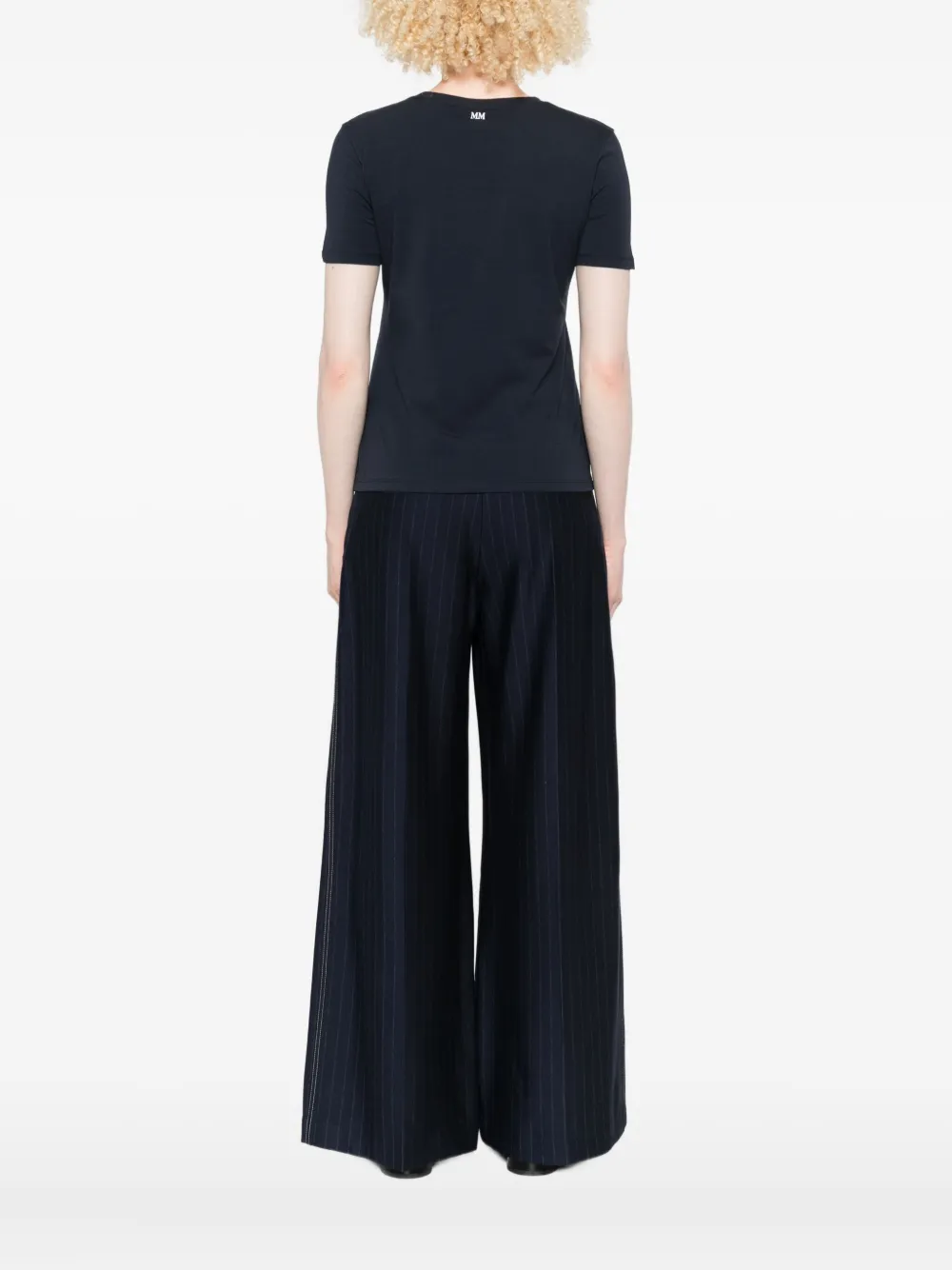Max Mara Round-neck Cotton T-shirt In Blue