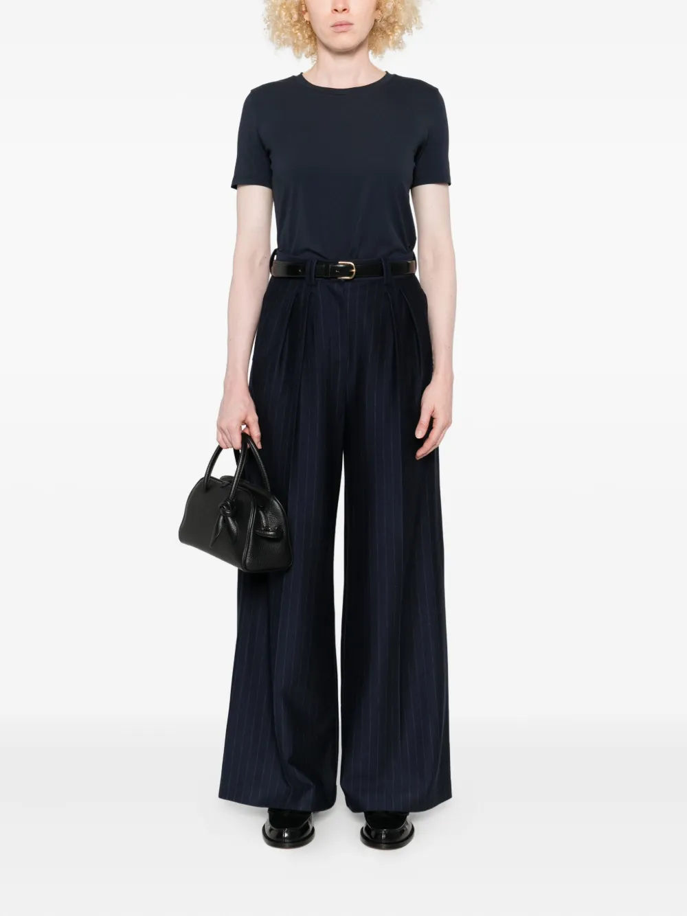 Max Mara Round-neck Cotton T-shirt In Blue