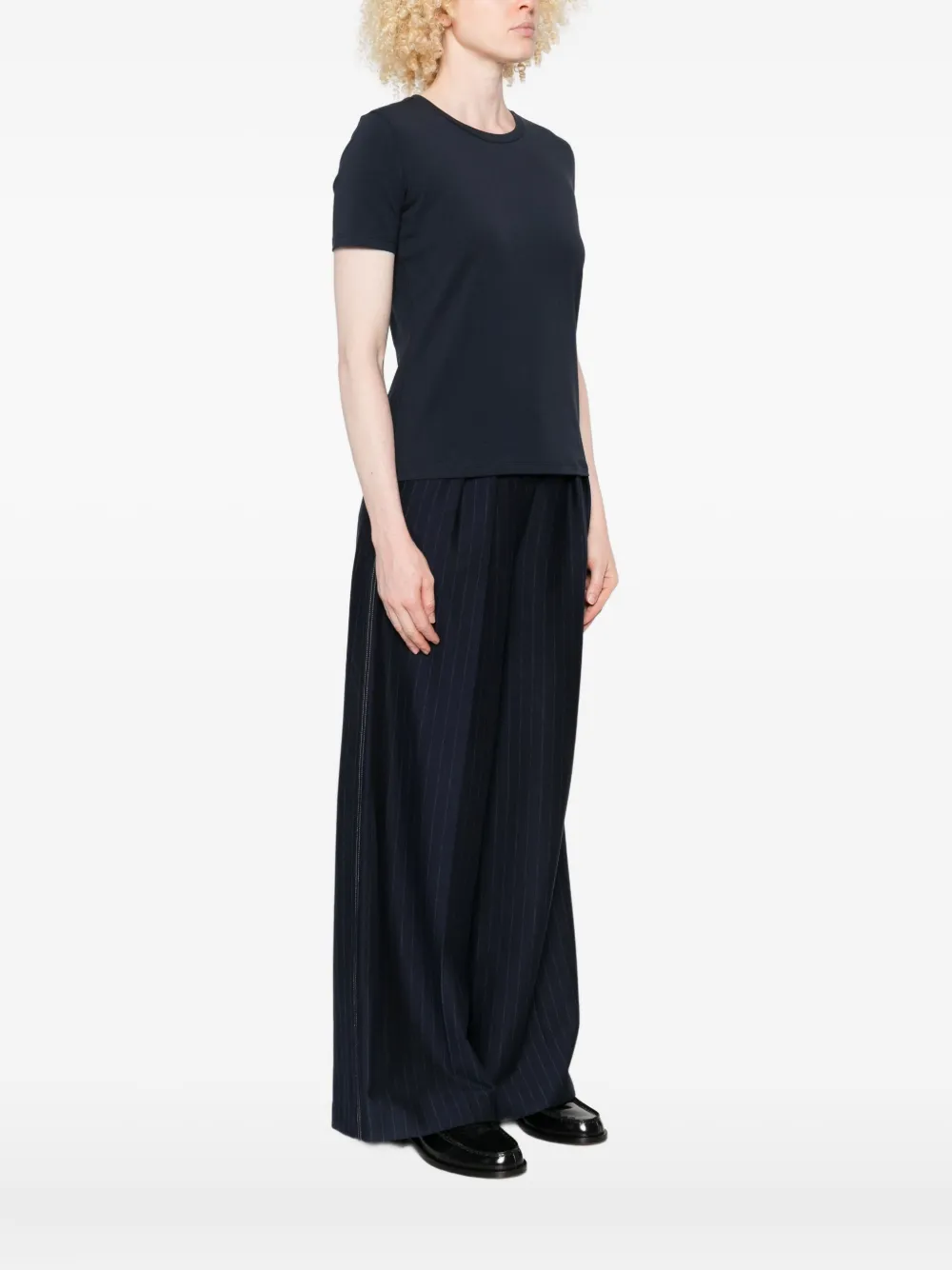 Max Mara Round-neck Cotton T-shirt In Blue
