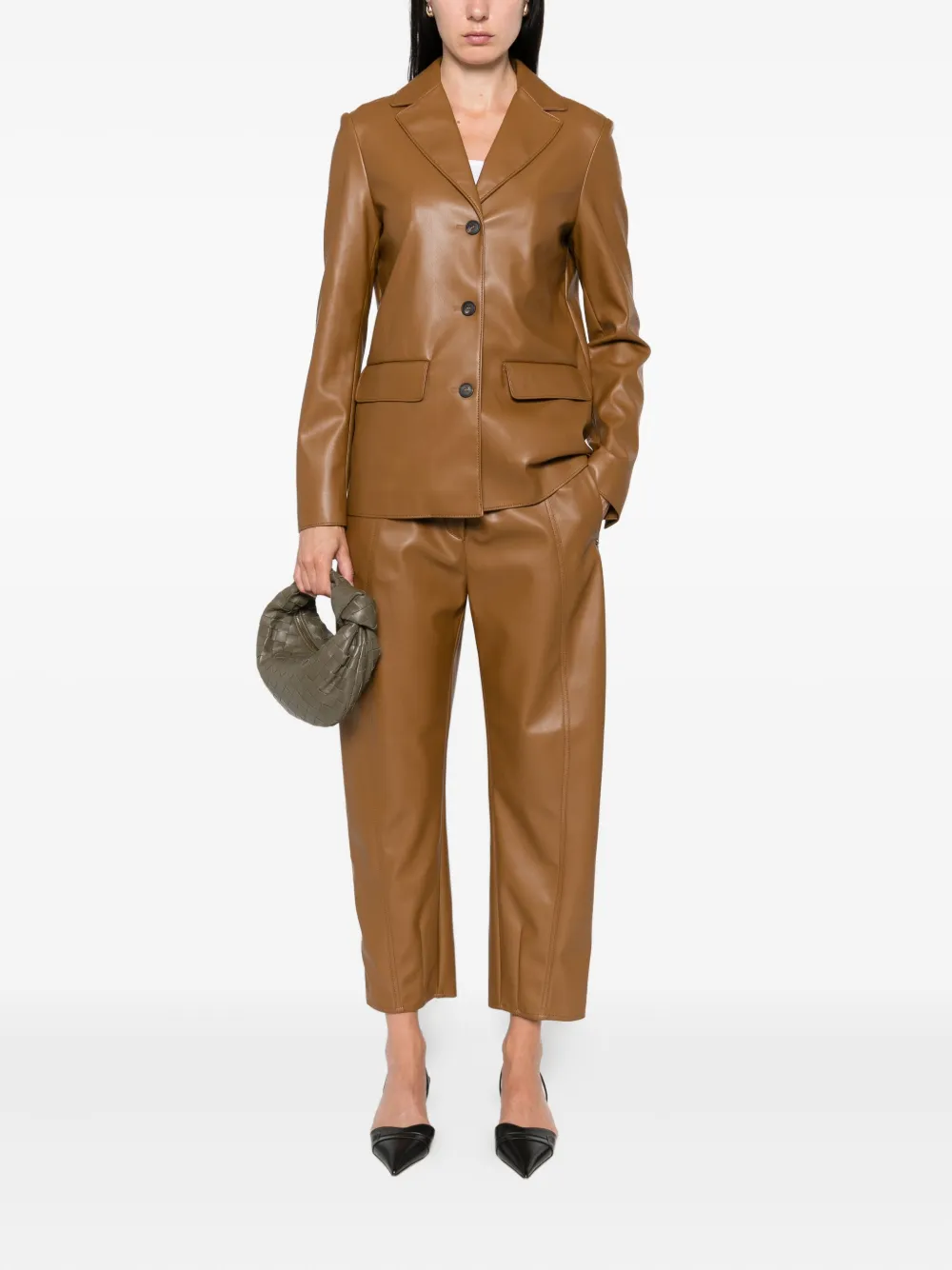 Max Mara Broek van imitatieleer Bruin