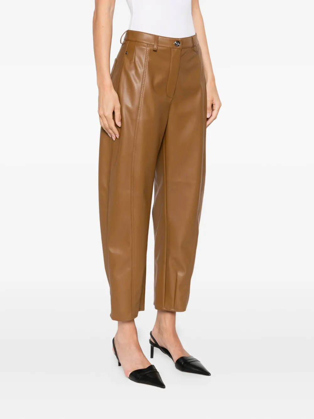 Max Mara Broek van imitatieleer Bruin