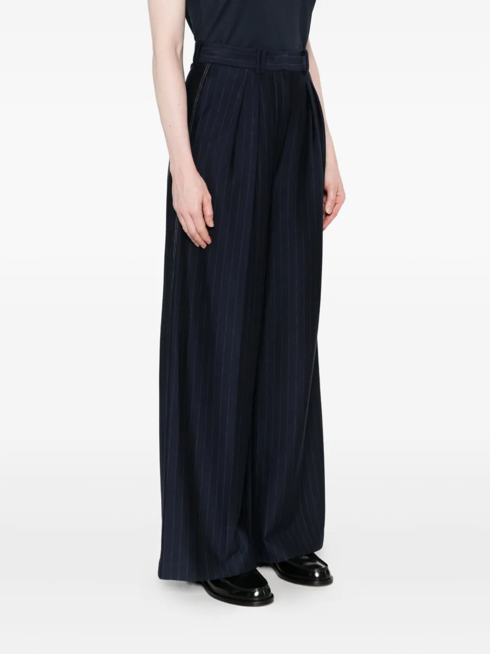 Max Mara Plooibroek met krijtstreep Blauw