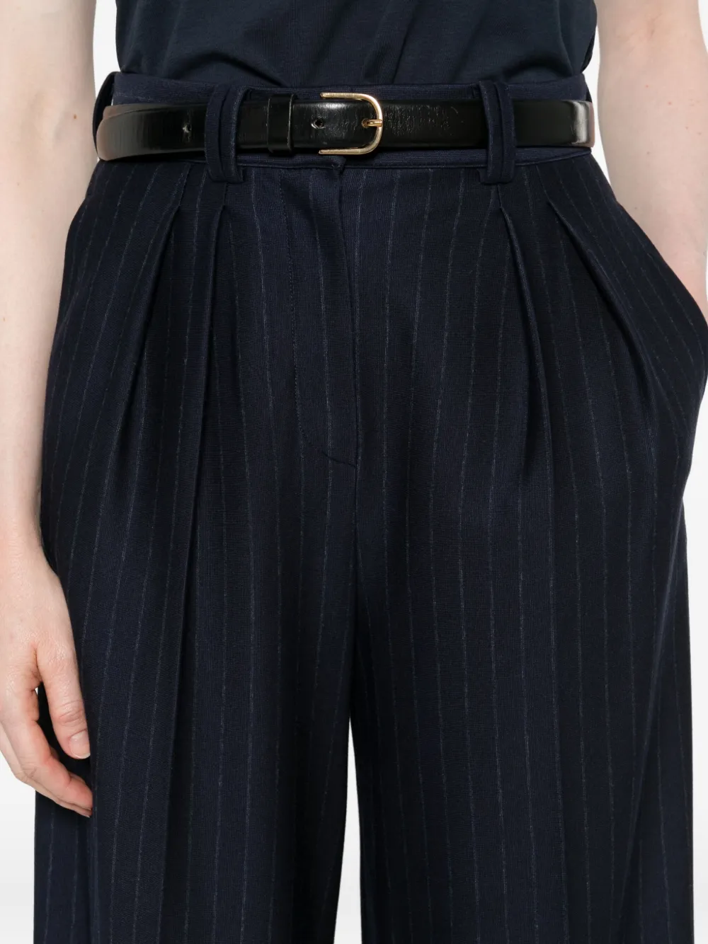 Max Mara Plooibroek met krijtstreep Blauw