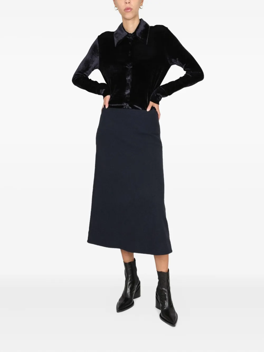 Jil Sander zip-fastening midi skirt - Blauw