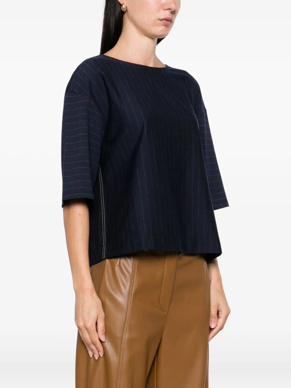 Max Mara pinstripe short-sleeved top Blauw