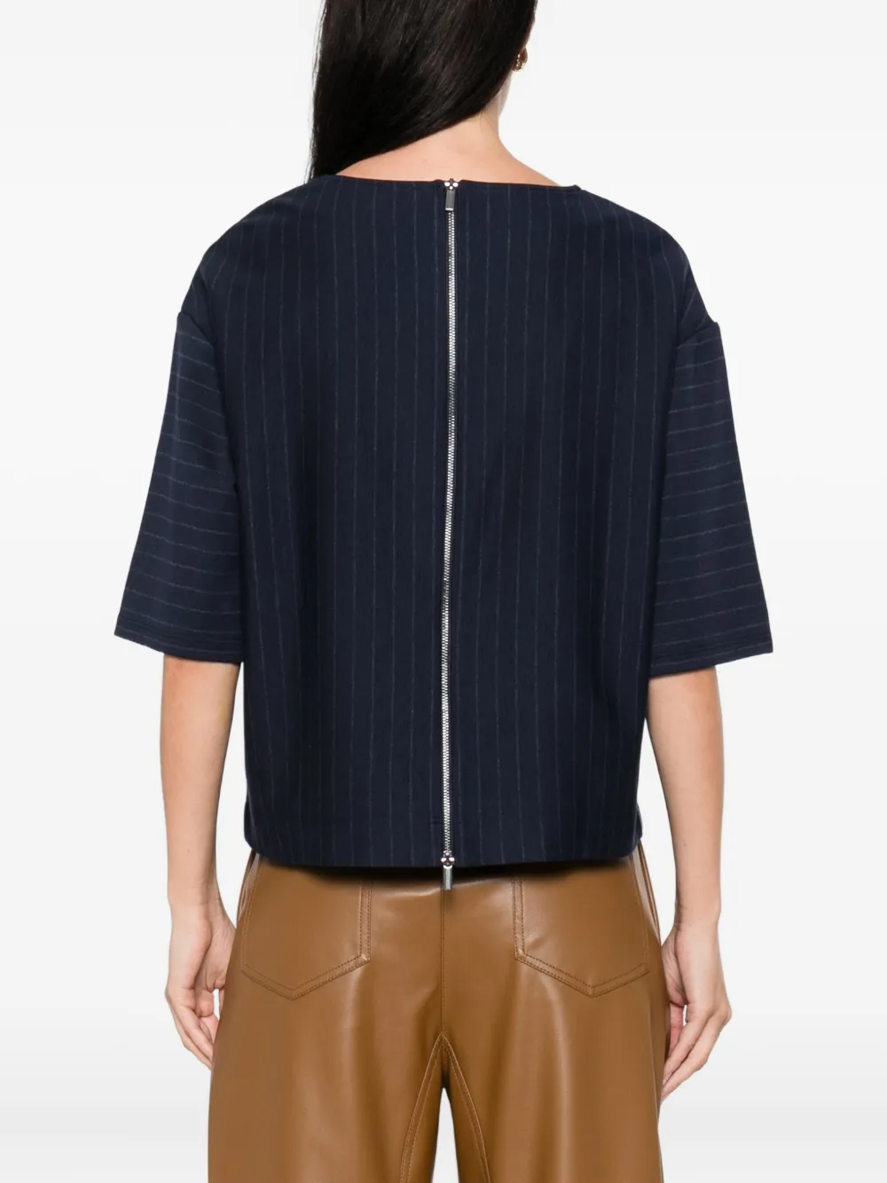 Max Mara pinstripe short-sleeved top Blauw