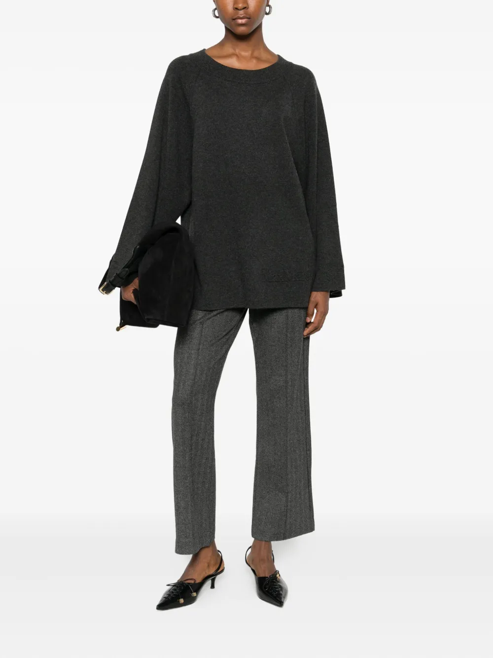 Max Mara herringbone cropped trousers - Grijs