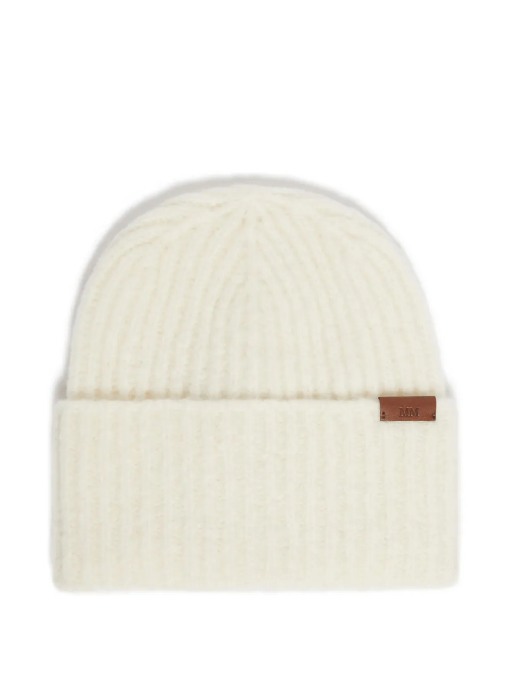 Max Mara Ribbed Label Hat In White