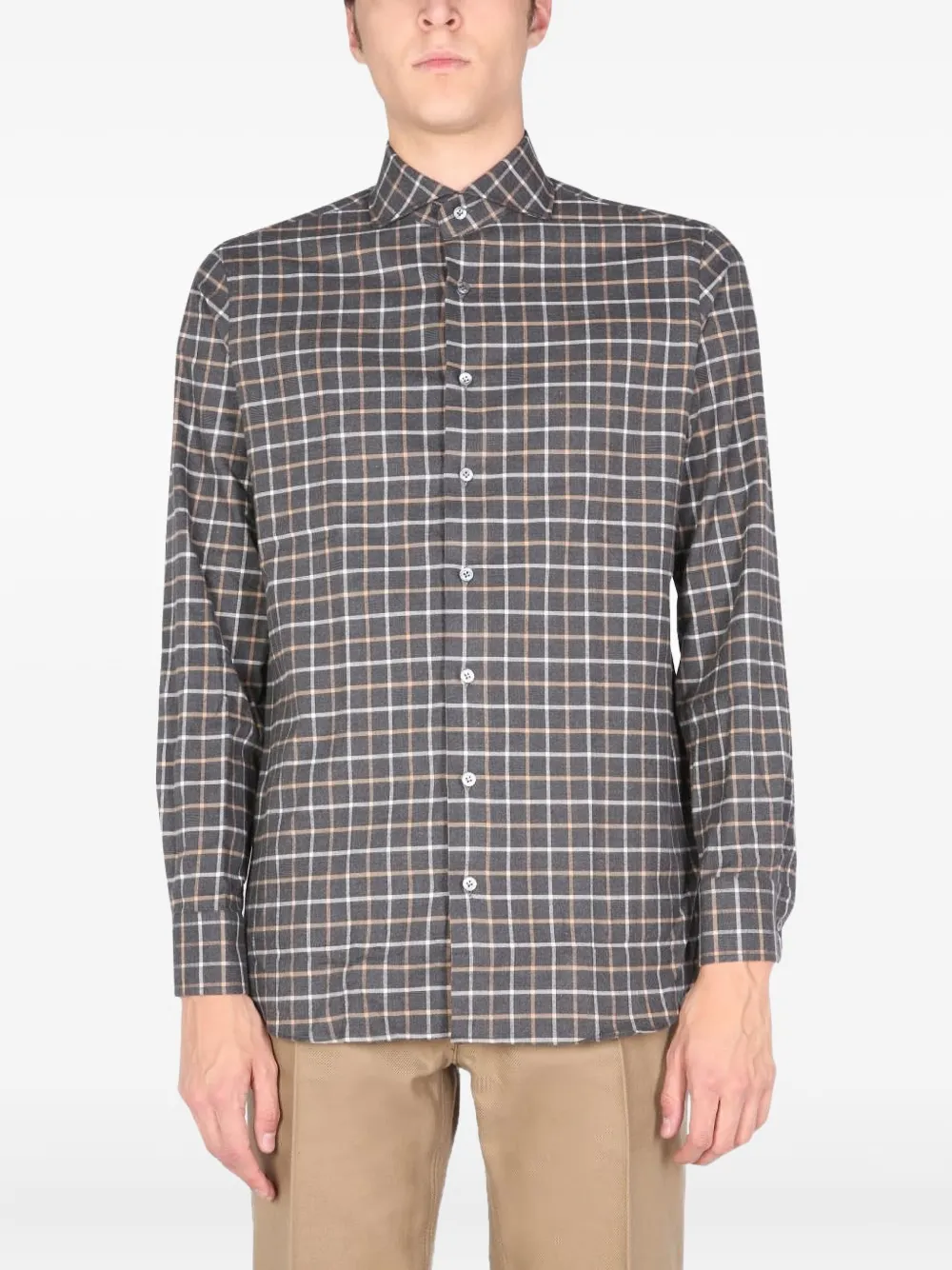 Lardini checked-pattern shirt | Grey | Image 1