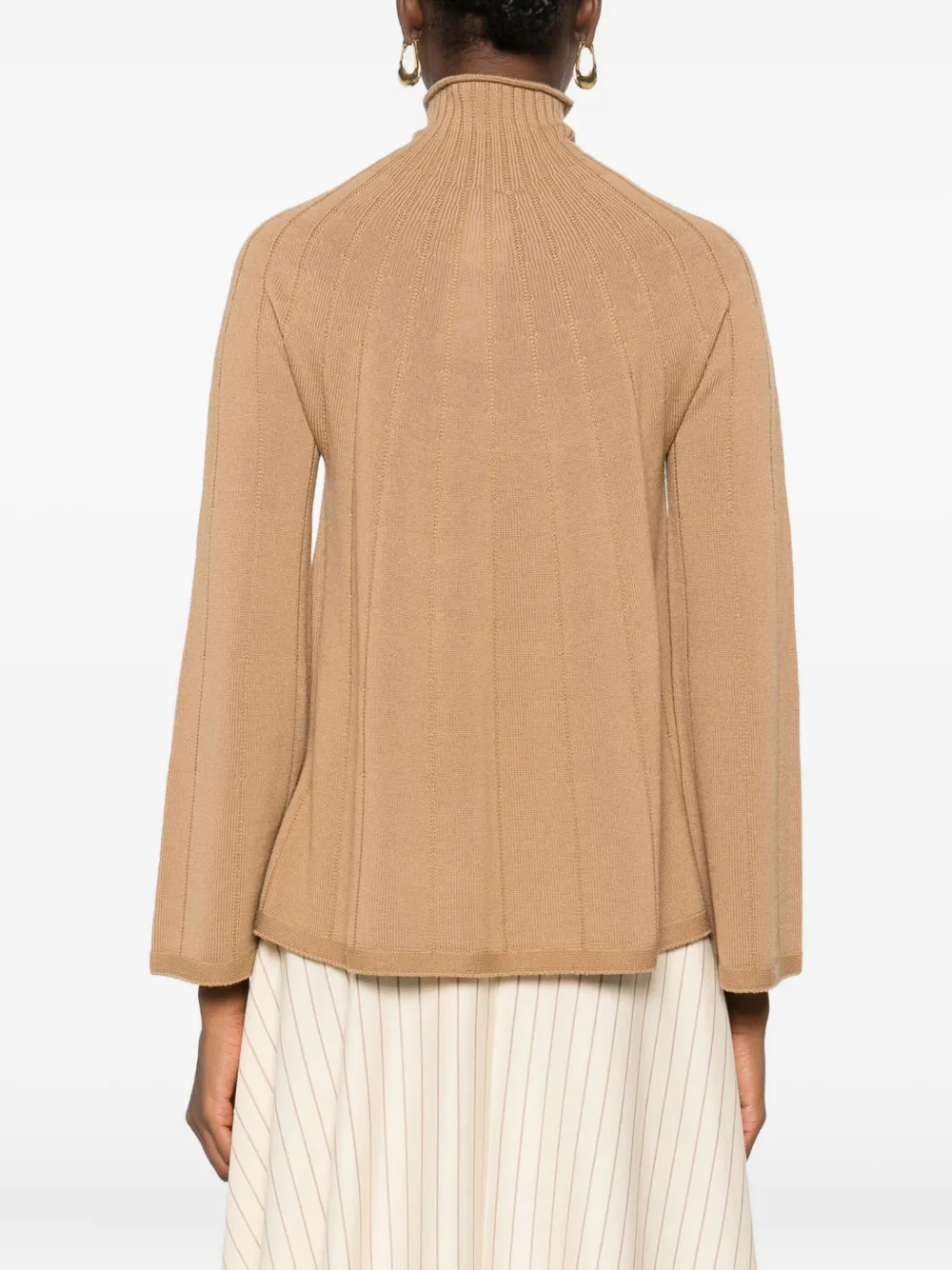 Max Mara Ribbed Turtleneck Sweater In Brown