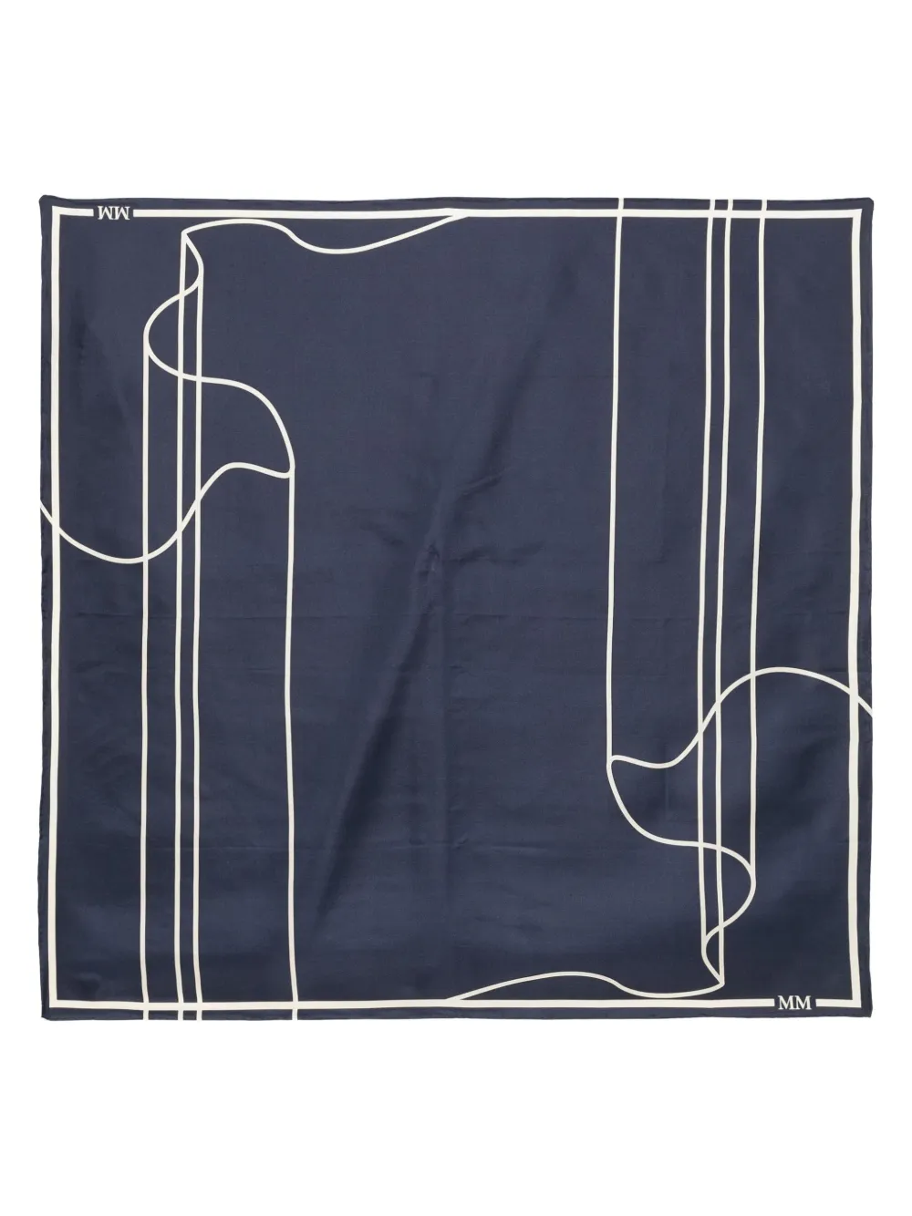 Max Mara Abstract-line Silk Scarf In Blue