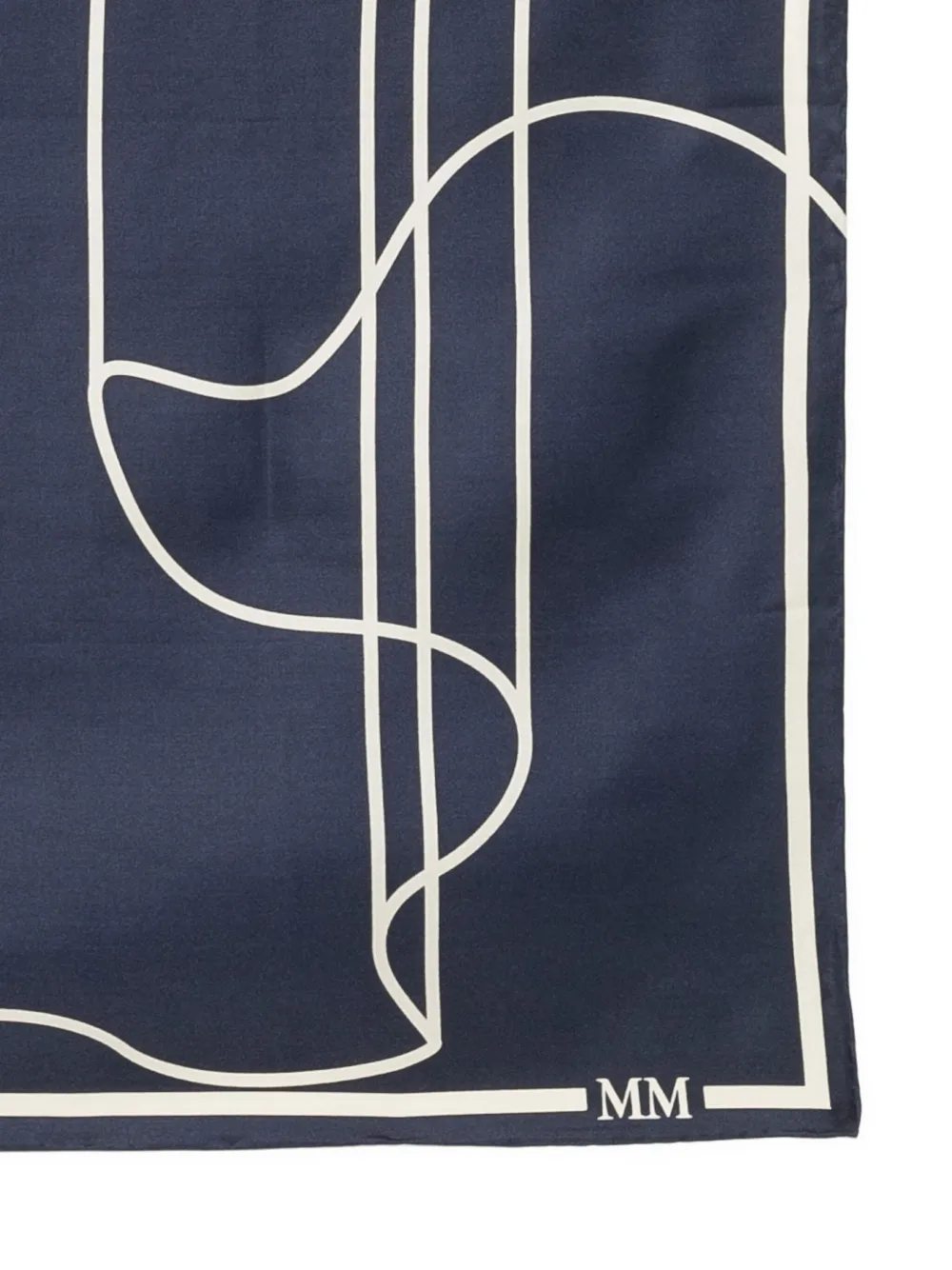 Max Mara Abstract-line Silk Scarf In Blue