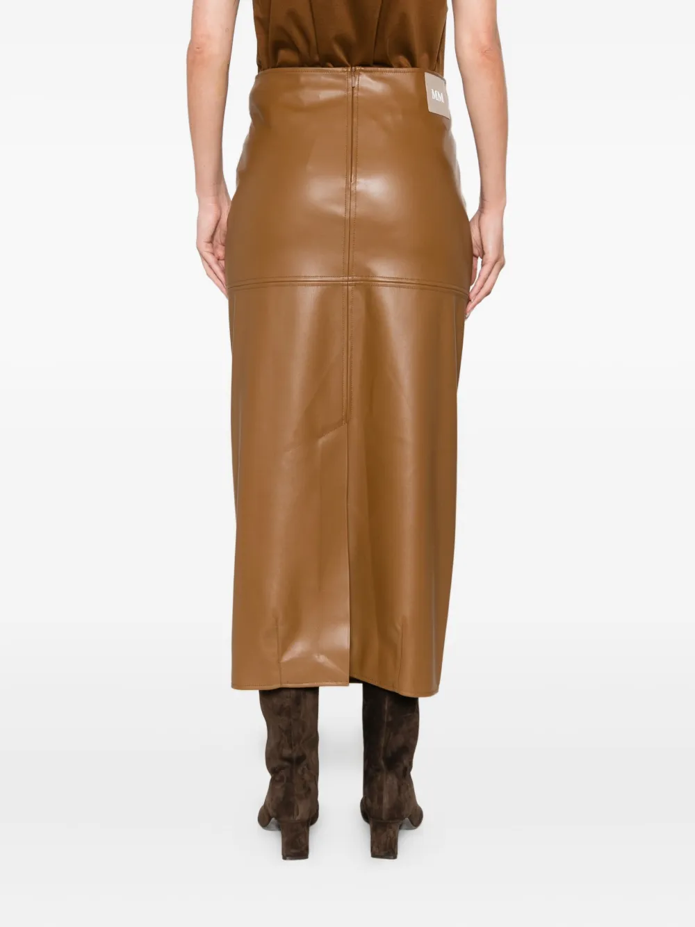 Max Mara Rok van imitatieleer met ritszak Bruin