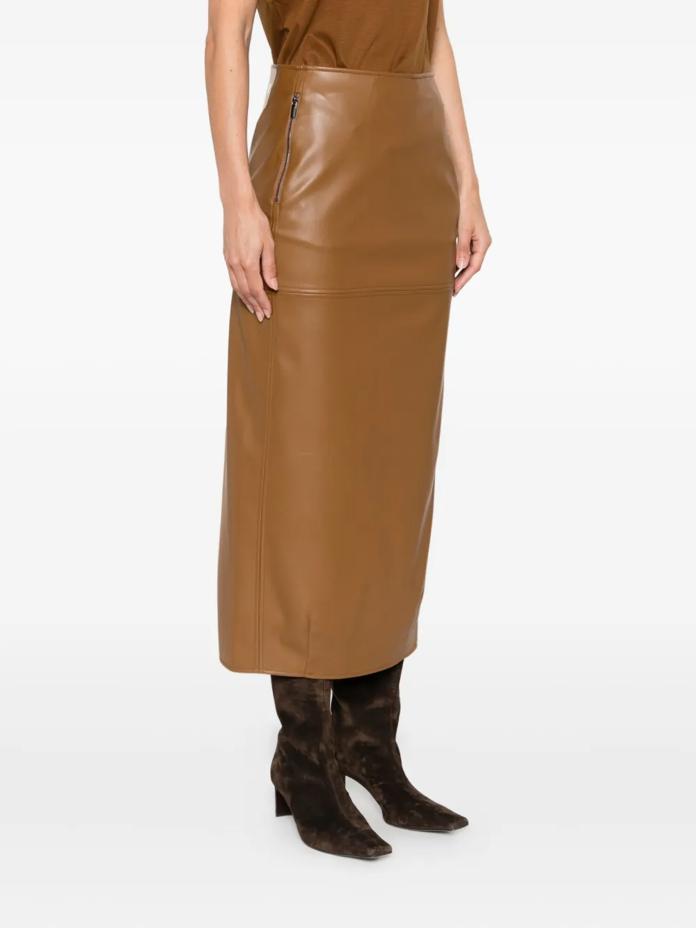 Max Mara Rok van imitatieleer met ritszak Bruin