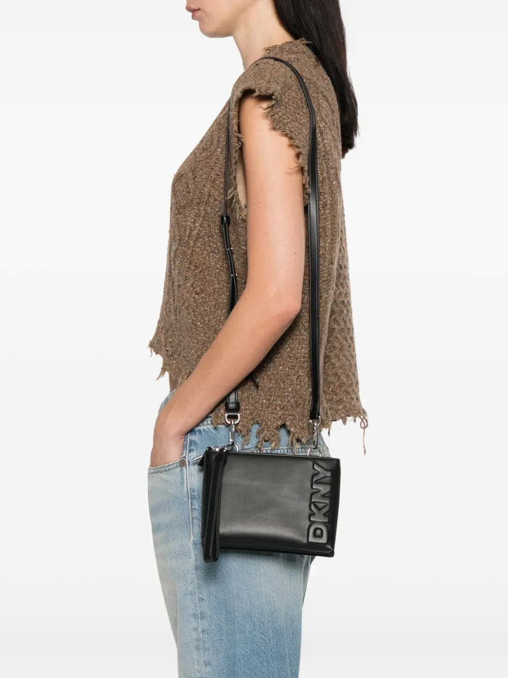 DKNY Crossbodytas met logo-reliëf Zwart