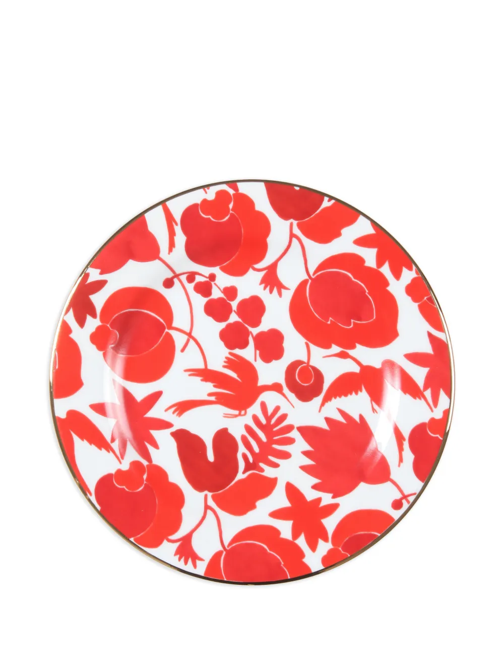 La DoubleJ floral bird plate - Rosso